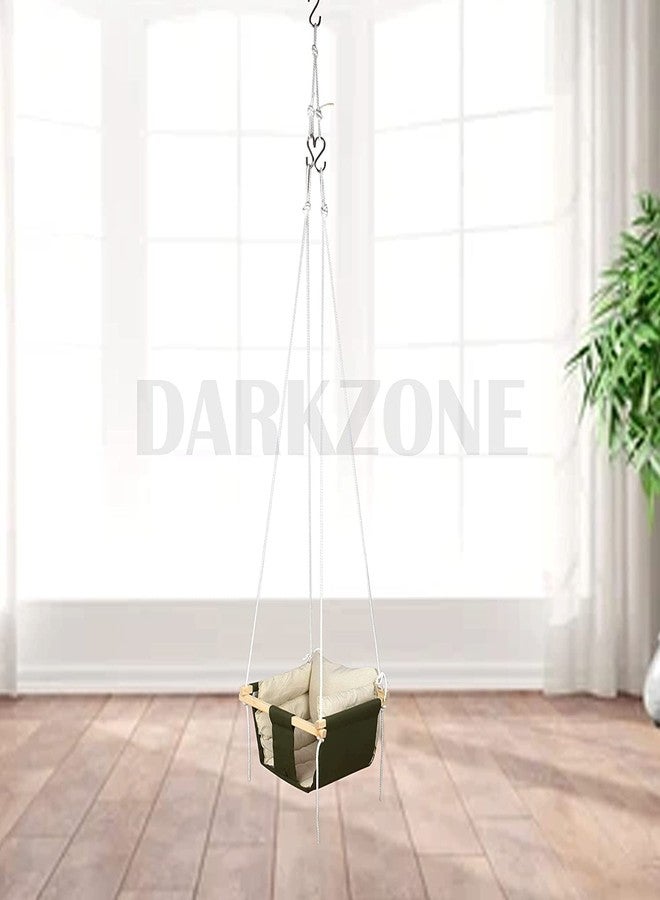 DARKZONE Swing for Kids | jhula for Kids | jhula for Baby | Baby Swing Hanging Indoor Outdoor | Baby Garden Swing with 2 Pillows (Light Green) - Image 5